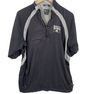 Adidas Golf Shirt Mens Medium 1/4 Zip Pullover Black Smooth Swing Top Climaproof